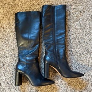Antonio Melani Black Leather Knee-High Boots